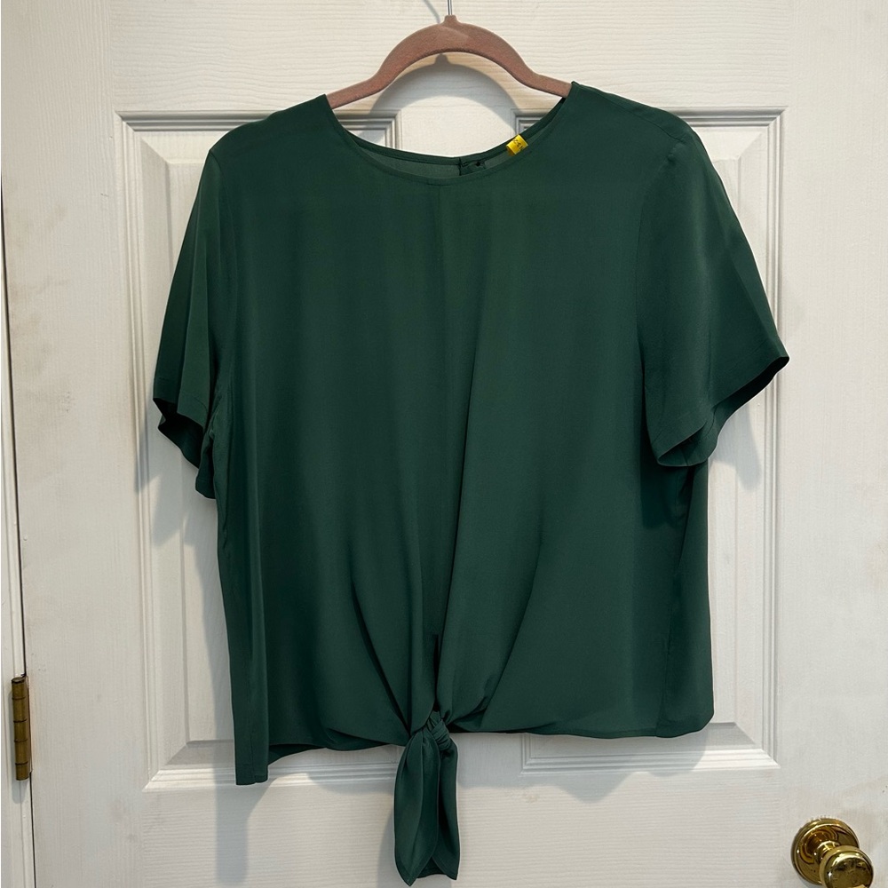 Madewell Green Silk Tie Top
